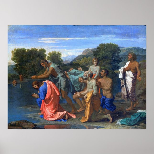 Poussin - Taufe Christi Poster (Vorne)