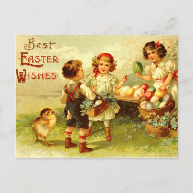 Poussins antiques d'enfants de carte postale de (Devant)