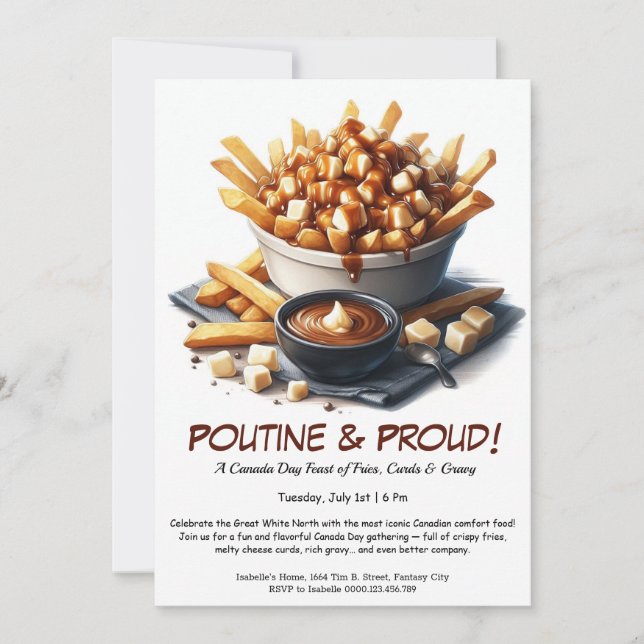 Poutine & Proud - Canada Day Food Party Einladung (Vorderseite)