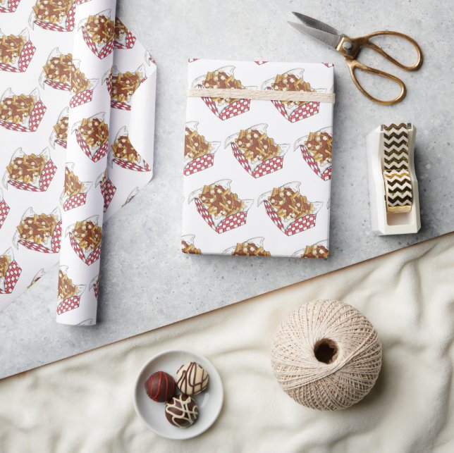 Poutine Quebec Canada Canadian Food French Fries Geschenkpapier (Kunsthandwerk)