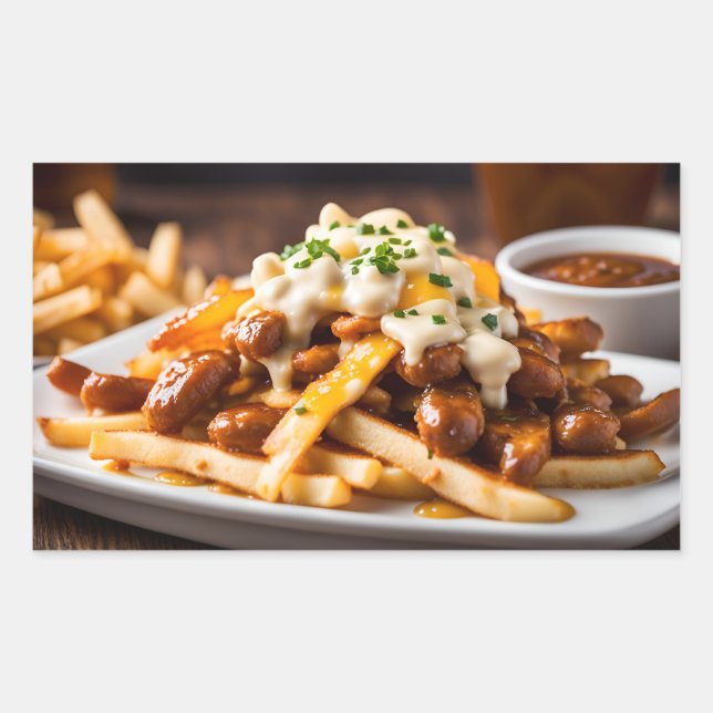 Poutine Rechteckiger Aufkleber (Vorderseite)