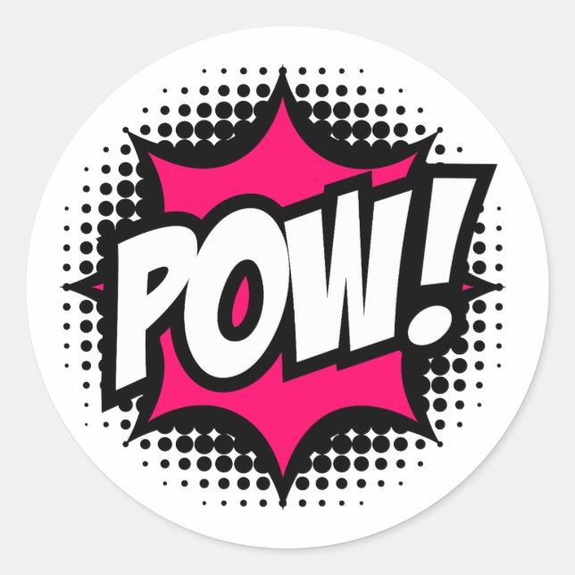 POW! Comic Book Style Runder Aufkleber (Vorderseite)