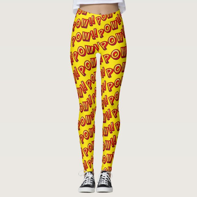 POW! Comic Buch Cartoon Buchstaben Leggings (Vorderseite)