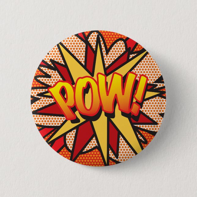 POW Fun Retro Comic Pop Kunst, Dichtung und Musik Button (Vorderseite)