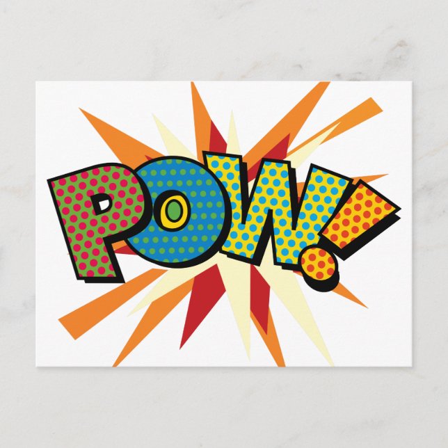 POW Fun Retro Comic Pop Kunst, Dichtung und Musik Postkarte (Vorderseite)