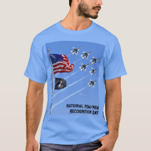 POW MIA Flag, USA Flag & The Thunderbird T-Shirt