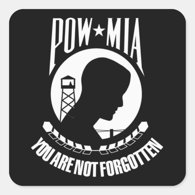 POW-MIA-Flagge Quadratischer Aufkleber (Vorderseite)