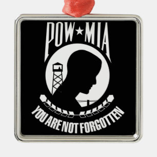 POW-MIA-Flagge Silbernes Ornament