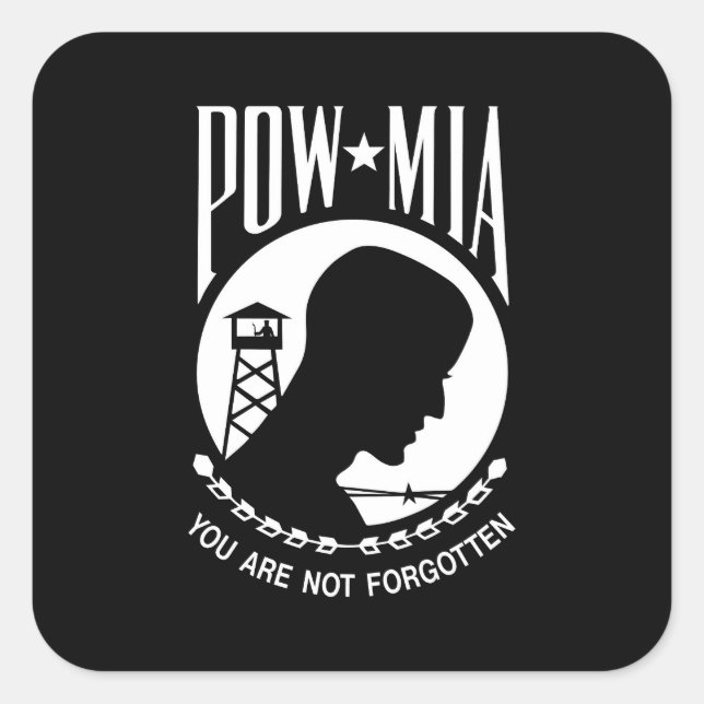 POW-MIA-Flagge: Vermisste Soldaten des Vietnamkrie Quadratischer Aufkleber (Vorderseite)