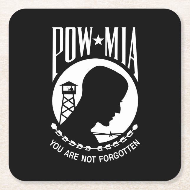 POW-MIA-Flagge: Vermisste Soldaten des Vietnamkrie Rechteckiger Pappuntersetzer (Vorderseite)