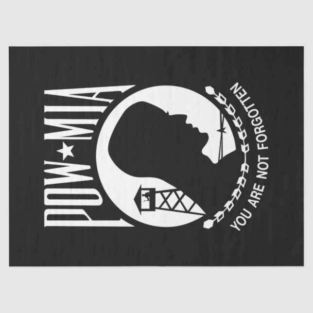 POW-MIA-Flagge: Vermisste Soldaten des Vietnamkrie Seidenpapier (Vorderseite)