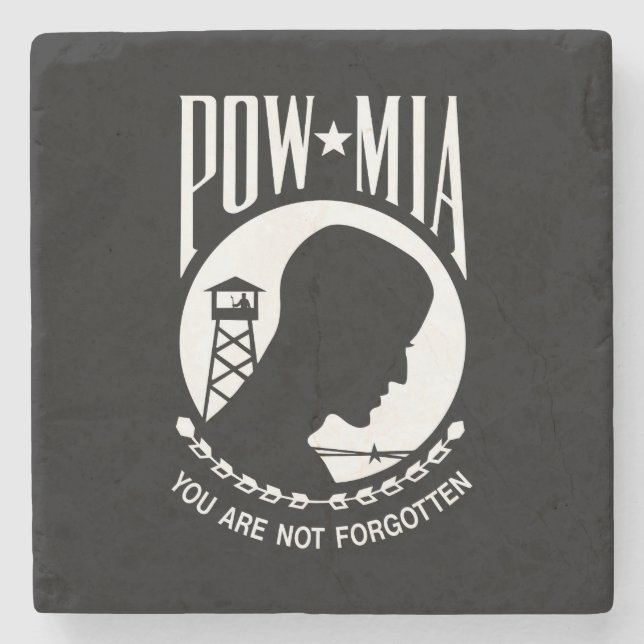 POW-MIA-Flagge: Vermisste Soldaten des Vietnamkrie Steinuntersetzer (Vorderseite)