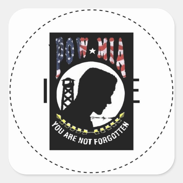 POW/MIA QUADRATISCHER AUFKLEBER (Vorderseite)