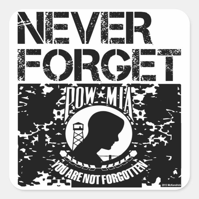 POW MIA Vergiss nie Quadratischer Aufkleber (Vorderseite)