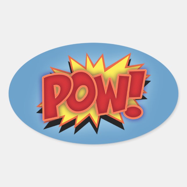 Pow! Ovaler Aufkleber (Vorderseite)