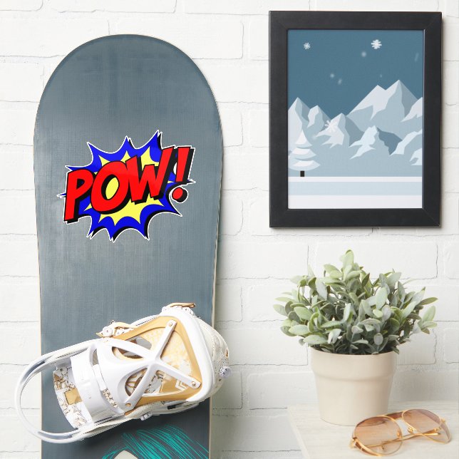 POW ! Sticker Effet Texte Comique - Retro Fun (Snowboard)