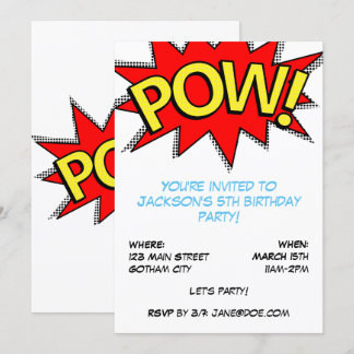 POW! Superhero Comic Book Birthday Party Template Einladung