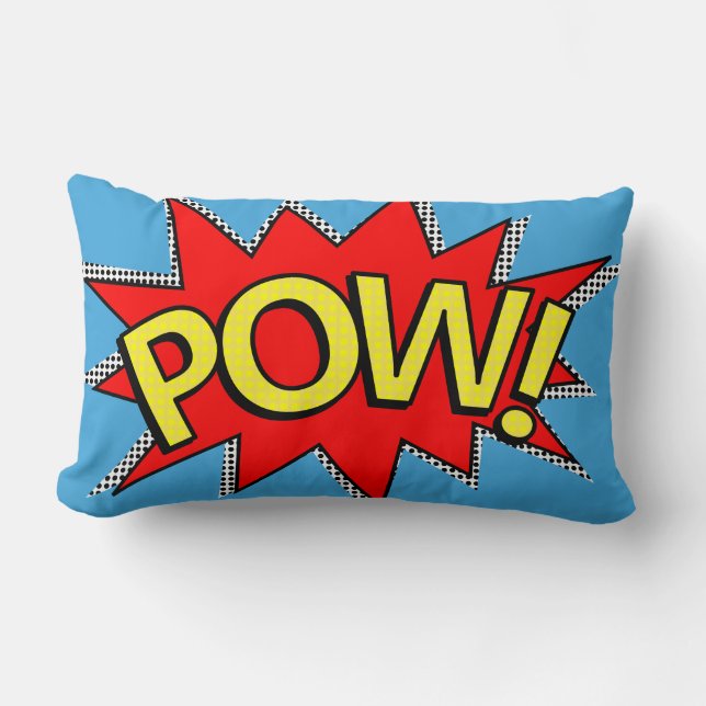 "POW!" Superhero Comic Book Red/Yellow Bubble Lumb Lendenkissen (Vorderseite)