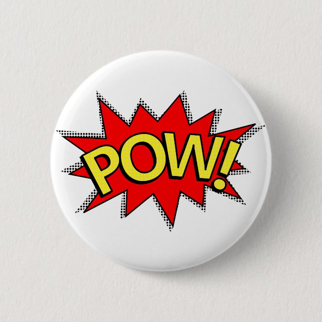 POW! - Superhero Comic Book Red/Yellow Buble Button (Vorderseite)