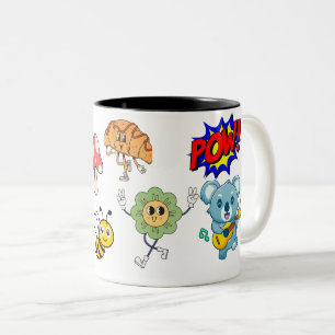 POW! Zeichen - Design für Retro-Cartoon-Spaß Zweifarbige Tasse