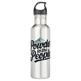 "Powder an die Menschen" Retro Snowboard & Ski Edelstahlflasche