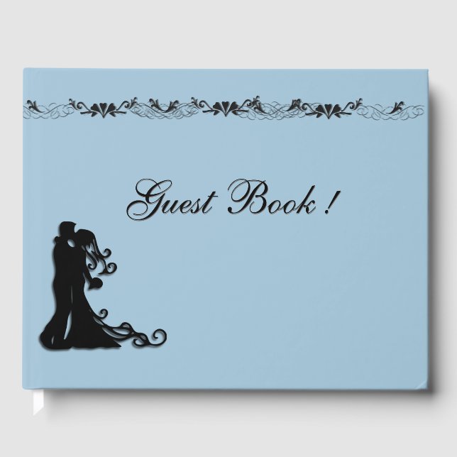 Powder Blue Black Accent Wedding Guest Book Gästebuch (Vorderseite)