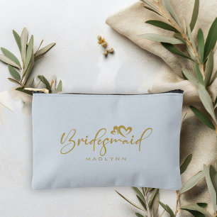 Powder Blue Bridesmaid Script Name Cosmetic Gesche Zubehörtasche