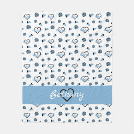 Powder Blue Cheer Hearts, Pom Poms, Megaphon Fleecedecke