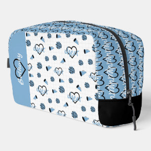 Powder Blue Cheer Hearts, Pom Poms, Megaphon Waschbeutel