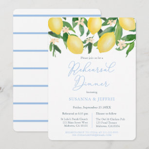 Powder Blue Citrus Lemons Hochzeit Probe Dinner Einladung