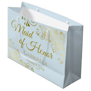 Powder Blue & Gold Lace Trauzeugin Chic Wedding Große Geschenktüte