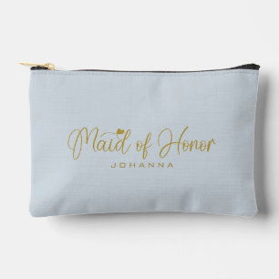 Powder Blue Maid of Honor Schriftzug Kosmetik Zubehörtasche