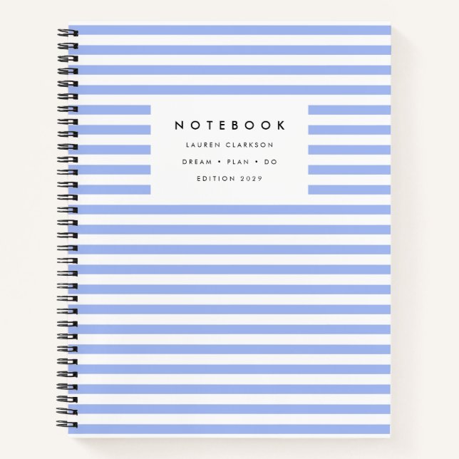 Powder Blue Modern Strip Notebook Notizbuch (Vorderseite)