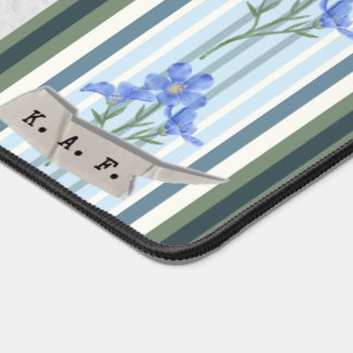 Powder Blue Striped Floral Schreibtischunterlage