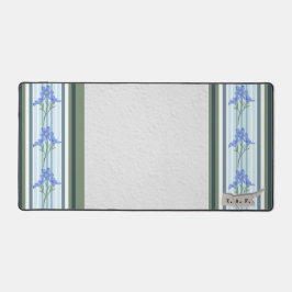 Powder Blue Striped Floral Schreibtischunterlage