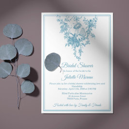 Powder Blue Toile de Jouy Bridal Shower Invitation
