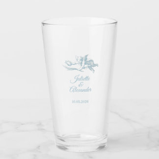 Powder Blue Toile de Jouy Wedding Glass Cup Glas