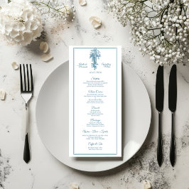 Powder Blue Toile de Jouy Wedding Menu Card