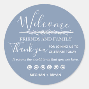 Powder Blue Wedding Vielen Dank an Freunde und Fam Runder Aufkleber