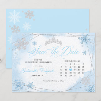 Powder Blue Winter Wonderland Save the Date Einladung