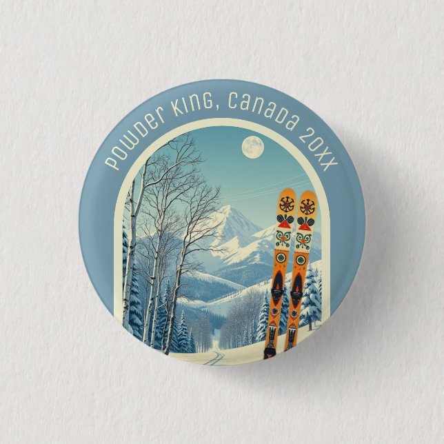 Powder King BC Kanada Skitour Souvenir Button (Vorderseite)