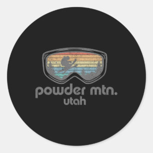Powder Mountain Utah Skigebiet Skifahren Retro Ski Runder Aufkleber