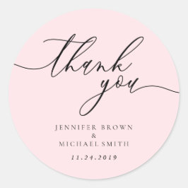 Powder Pink Clean Simple Moderist vielen Dank Runder Aufkleber