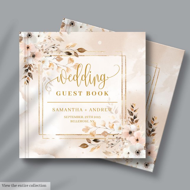Powder Pink und Gold Fall Boho Wedding Gästebuch (Powder Pink and Gold Fall Boho Wedding Guest Book)