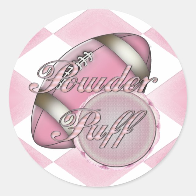 Powder Puff Football Runder Aufkleber (Vorderseite)