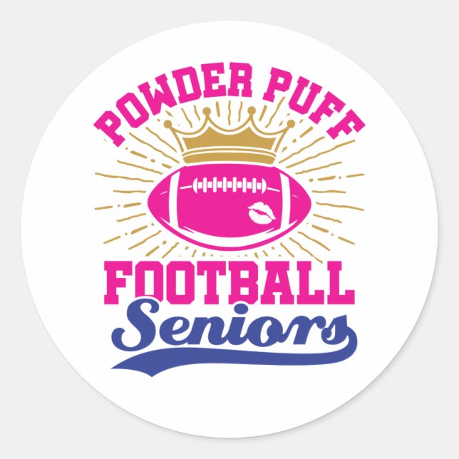 Powder Puff Football Senioren Runder Aufkleber (Vorderseite)