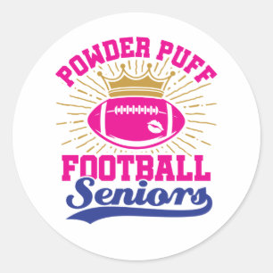Powder Puff Football Senioren Runder Aufkleber