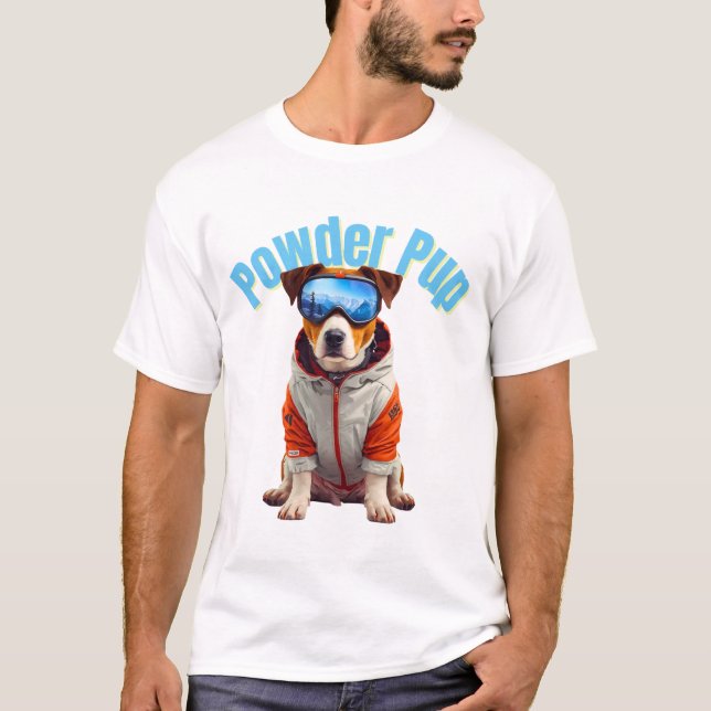Powder Pup Jack Russell Terrier Ski Dog  T-Shirt (Vorderseite)