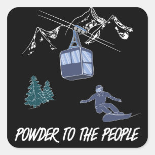 Powder zum People Snowboarder Ski Resort Quadratischer Aufkleber