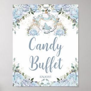Powderblaue Rosen Prinzessinnen-Kutsche Candy-Buff Poster